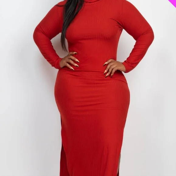 chinese dress ladies Plus Size Sleeveless Eyelash Knit Turtleneck Dress